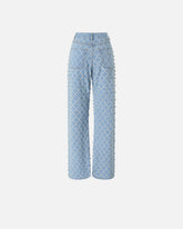Jeans wide leg con disegno rombi e strass -  | Pinko