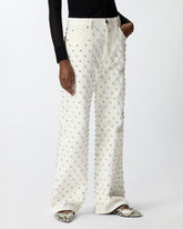 Jeans wide leg con motivo a rombi e strass -  | Pinko