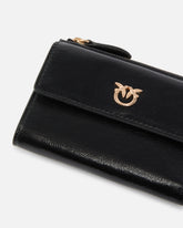 Compact small wallet in shiny leather with logo -  | Pinko