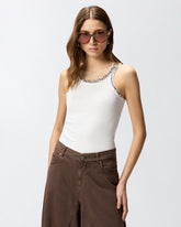 Top a costine con ricami gioiello -  | Pinko