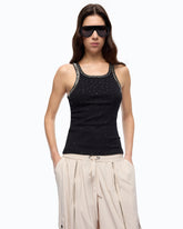 Ribbed top with bejewelled embellishment - Black | Pinko
