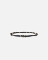 Thin leather belt with metal rings, 1.5cm -  | Pinko
