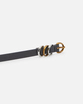 Thin leather belt with metal rings, 1.5cm -  | Pinko