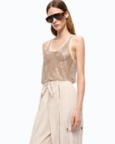 Mesh tank top with crystals -  | Pinko