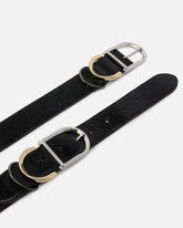 Shiny leather belt with metal loops, 4 cm -  | Pinko