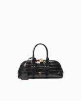Medium crocodile-print leather bag with gold polka dots -  | Pinko