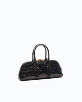 Medium crocodile-print leather bag with gold polka dots -  | Pinko
