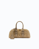 Escape Bag Horizontal small handbag in teddy-effect fabric with leather details -  | Pinko