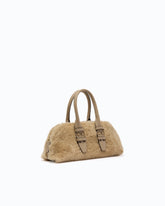 Escape Bag Horizontal small handbag in teddy-effect fabric with leather details -  | Pinko