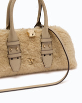 Escape Bag Horizontal small handbag in teddy-effect fabric with leather details -  | Pinko