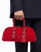 Petit sac à main Escape Bag Horizontal effet teddy avec détails en cuir -  | Pinko
