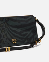 Borsa a tracolla piccola Double Bag Mini in nylon con stampa animalier -  | Pinko