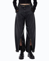 Balloon-fit jeans with coated canvas inserts -  | Pinko