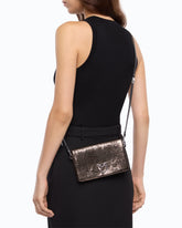 Love Bag Click Soft Horizontal small crossbody clutch in laminated snake-print leather -  | Pinko