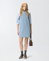 Abito corto in denim con disegno rombi e strass -  | Pinko