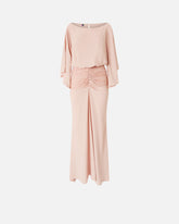 Abito lungo con drappeggi e pizzo -  | Pinko