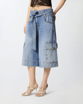 Bermuda utility in denim con cintura -  | Pinko