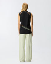 Top smanicato con dettagli in pizzo -  | Pinko
