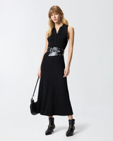 Abito lungo a costine con collo a bandana -  | Pinko