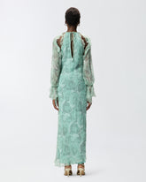 Abito midi in seta con stampa rose e spalle scoperte -  | Pinko