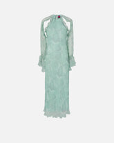 Abito midi in seta con stampa rose e spalle scoperte -  | Pinko