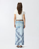 Gonna midi in denim con stampa foulard -  | Pinko
