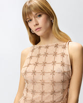Top smanicato in tulle con cristalli -  | Pinko