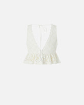 Crop top con volant e motivo traforato -  | Pinko