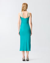 Abito slipdress midi con bande in pizzo -  | Pinko