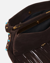 Borsa a tracolla piccola One, Two, Three Bag in suede con frange -  | Pinko