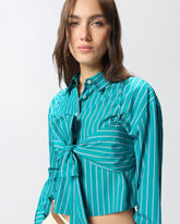 Camicia cropped a righe con fiocco -  | Pinko