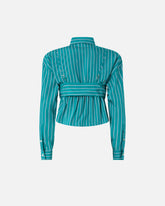 Camicia cropped a righe con fiocco -  | Pinko