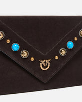 Borsa a bustina piccola in suede con borchie e tracolla -  | Pinko