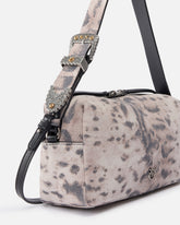 Borsa bauletto a tracolla media in suede con stampa pitone -  | Pinko