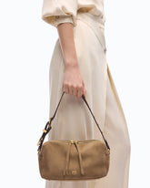 Borsa bauletto a tracolla media in suede effetto spray -  | Pinko