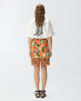 Gonna corta con frange e stampa Botanic Garden -  | Pinko