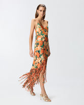 Abito lungo con frange e stampa Botanic Garden -  | Pinko