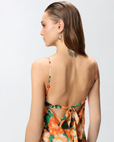 Abito lungo con frange e stampa Botanic Garden -  | Pinko
