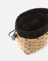 Borsa a tracolla piccola Bucket Mini in rafia con motivo chevron -  | Pinko