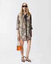 Abito corto con stampa snake e nastri sullo scollo -  | Pinko