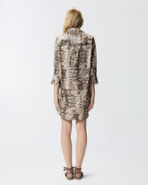 Abito corto con stampa snake e nastri sullo scollo -  | Pinko