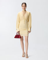 Abito corto con maniche lunghe e drappeggi -  | Pinko