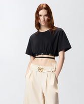 T-shirt cropped con laccio e dettagli texani -  | Pinko