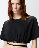 T-shirt cropped con laccio e dettagli texani -  | Pinko