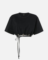 T-shirt cropped con laccio e dettagli texani -  | Pinko