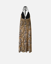 Abito lungo con scollo all'americana e stampa animalier -  | Pinko