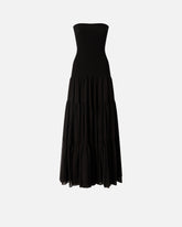 Abito lungo con top a costine e gonna a balze -  | Pinko