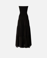 Abito lungo con top a costine e gonna a balze -  | Pinko