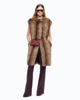 Gilet long ceinturé en fourrure synthétique -  | Pinko