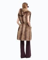 Gilet long ceinturé en fourrure synthétique -  | Pinko